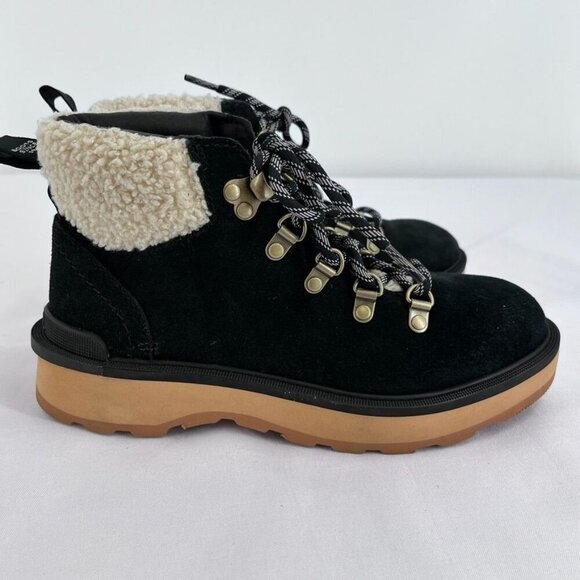 Sorel Women's Hi-Line Hiker Cozy Boot Size 6 in Black Faux Shearling Urban - Picture 1 of 13